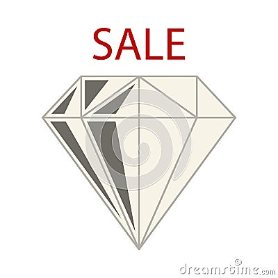Dimond With Sale Sign Icon Vector Illustration