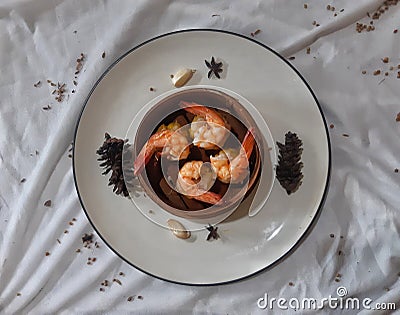 Dimsum Chinese food with shrimp topping Stock Photo