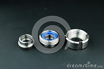 DIN pipe fitting disassembled made in stainless steel material o Stock Photo