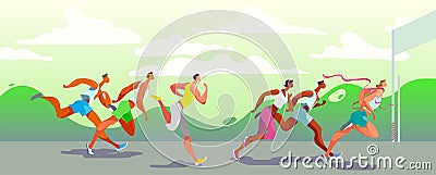 Dinamic running people. Winner. Sports competition on the air. Marathon run. Vector. Eps10 Vector Illustration