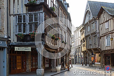 Medieval Timber framed architecture, Dinan, Brittany, France Stock Photo