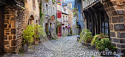 Dinan, medieval town center, Brittany, France Stock Photo