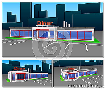 Diner cafe icons and cliparts set Vector Illustration