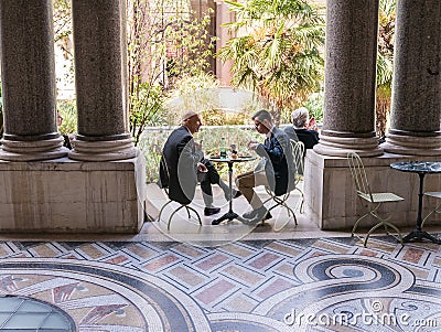 Diners in the courtyard of the Petit Palais, Paris Editorial Stock Photo