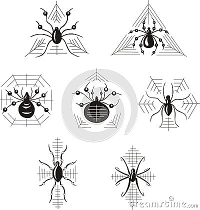 Dingbats with spiders Vector Illustration