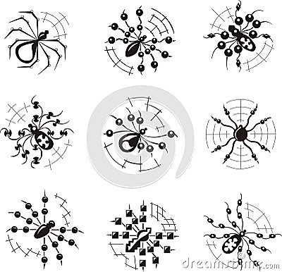 Dingbats with spiders Vector Illustration