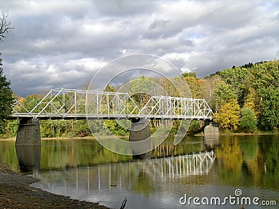 Dingmans Ferry Bridge in Fall Stock Photo