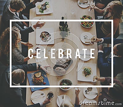 Dining Business Lunch Meal Team Anniversary Concept Stock Photo