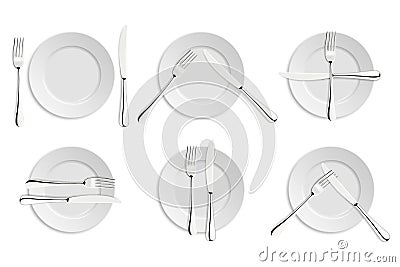 Dining etiquette, forks and knifes signals Vector Illustration