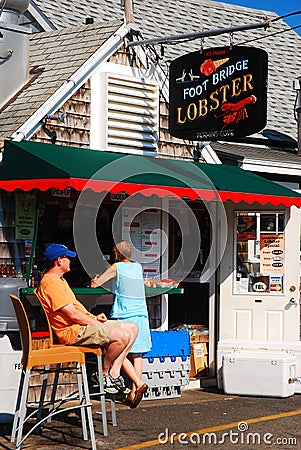 Dining at a lobster shack on the coast of Maine Editorial Stock Photo