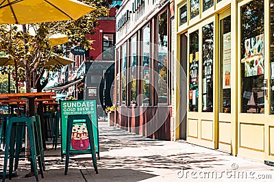 Dining outdoors for social distancing Editorial Stock Photo