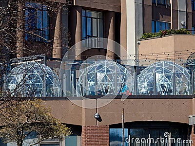 Dining patio with protective domes Editorial Stock Photo