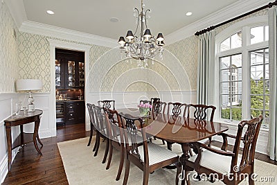 Dining room with adjacent bar Stock Photo