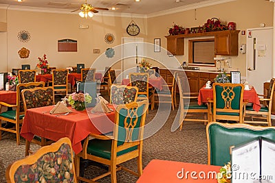 The Dining Room at an Assisted Living Facility Stock Photo