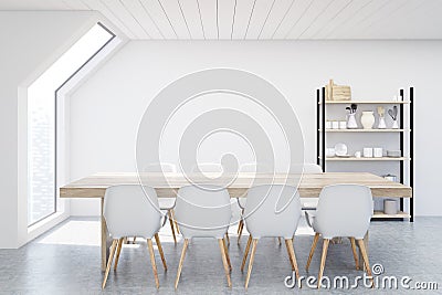 Dining room attic, white Stock Photo