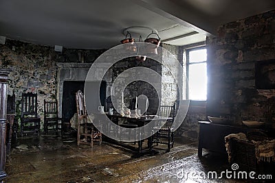 Dining room in Dunguaire castle Stock Photo