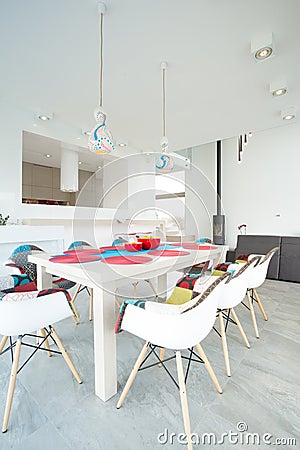 Dining room inside designed interior Stock Photo