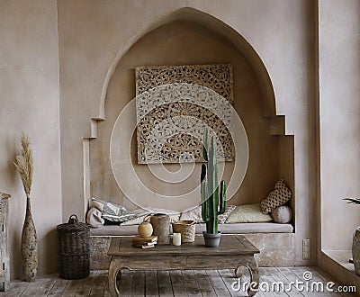 Dining room interior designed in oriental east style Stock Photo