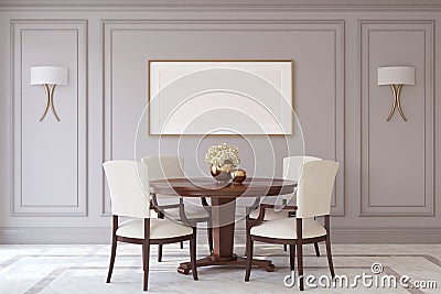 Dining-room interior.3d render. Stock Photo