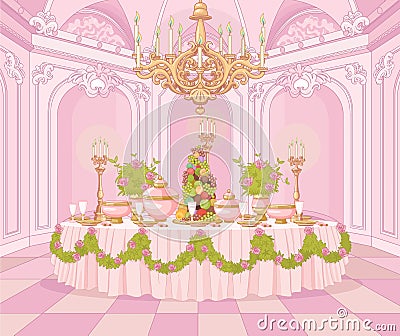 Dining Room in Princess Palace Vector Illustration