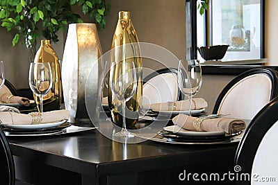 Dining room table Stock Photo