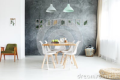 Dining room with window Stock Photo