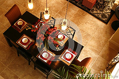 Dining table from above Stock Photo