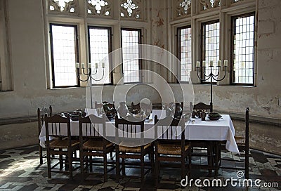 Medieval Dining Table Stock Photo