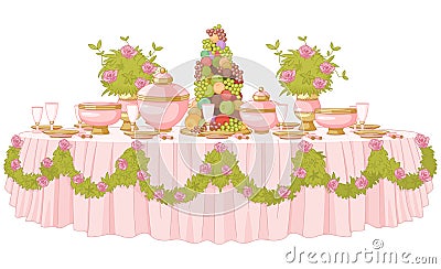 Dining Table in Princess Palace Vector Illustration