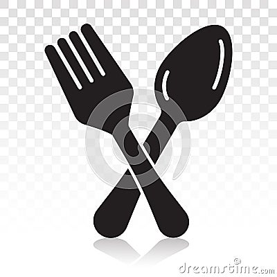 Dining vector flat icons with cutlery concept. spoon, fork or flatware on a transparent background Vector Illustration