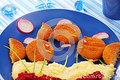 Dinner for child with fishcakes Stock Photo