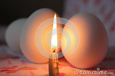 Dinner at lighted candles Stock Photo