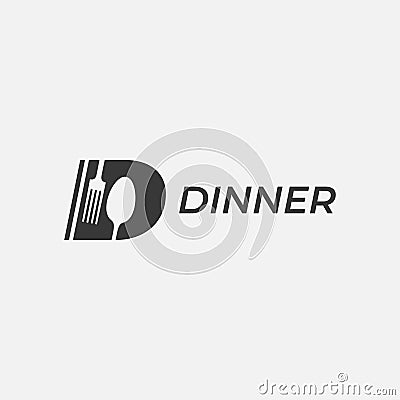 Dinner logo. Plate with spoon and fork - dinner Vector Illustration