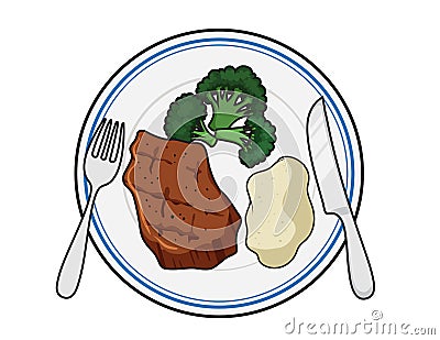 Dinner plate meal Vector Illustration