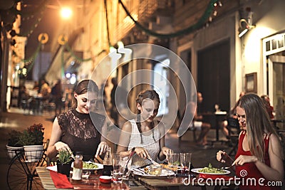 Dinner on the street Stock Photo