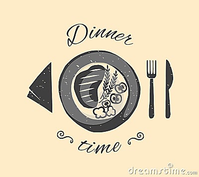 Dinner time vector illustration. Vector Illustration