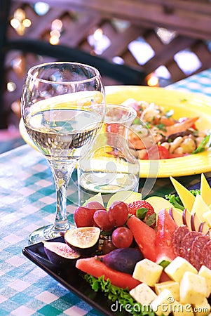 Dinner and Wine Stock Photo