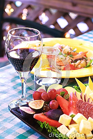 Dinner and Wine Stock Photo
