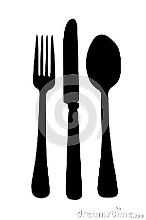 Dinning Room Knife Fork Spoon Silhou Stock Photo