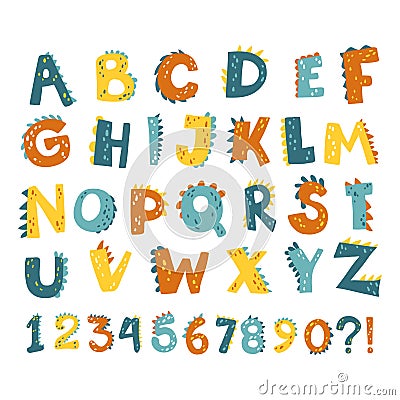 Dino alphabet numbers Vector Illustration