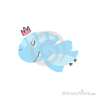 Dino baby princess. Dinosaur girl wearing a crown. Cute simple childish hand-drawn cartoon doodle scandinavian style Vector Illustration