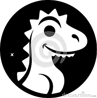 Dino - black and white isolated icon - vector illustration Vector Illustration