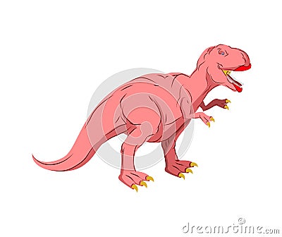 Dino Female. Pink Dinosaur isolated. Ancient predator Tyrannosaurus Vector Illustration