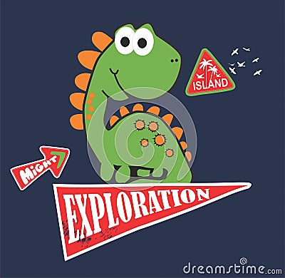 Dino island animals print vector art Vector Illustration