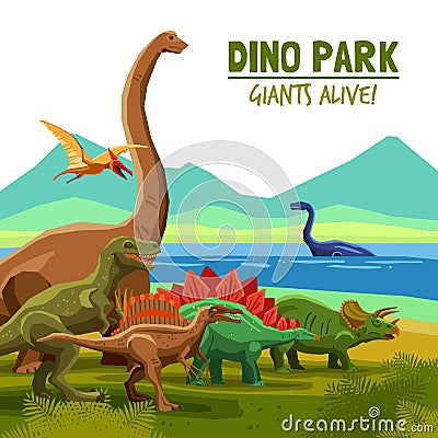 Dino Park Poster Vector Illustration