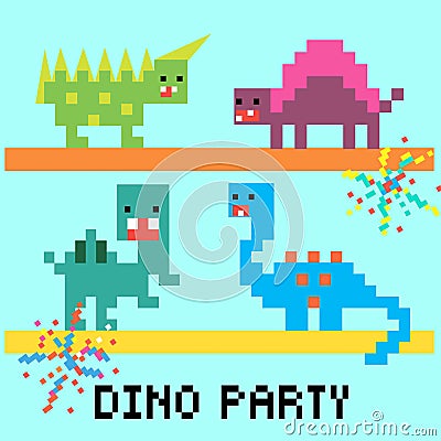 Dino party card Vector Illustration