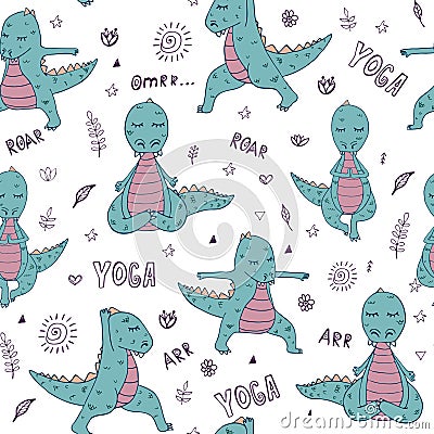 Dinosaur in yoga asana Vector Illustration