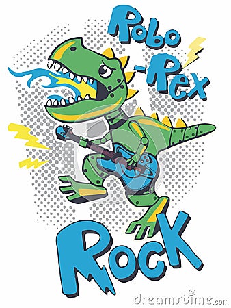 Dino rock print vector art Vector Illustration