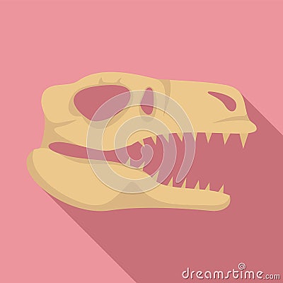 Dino skull head icon, flat style Vector Illustration