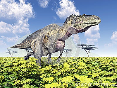 Dinosaur Acrocanthosaurus Cartoon Illustration